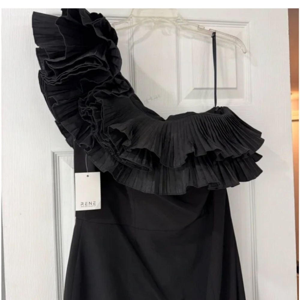 Rene Ruiz ruffle one shoulder floor length dress gown - worn once